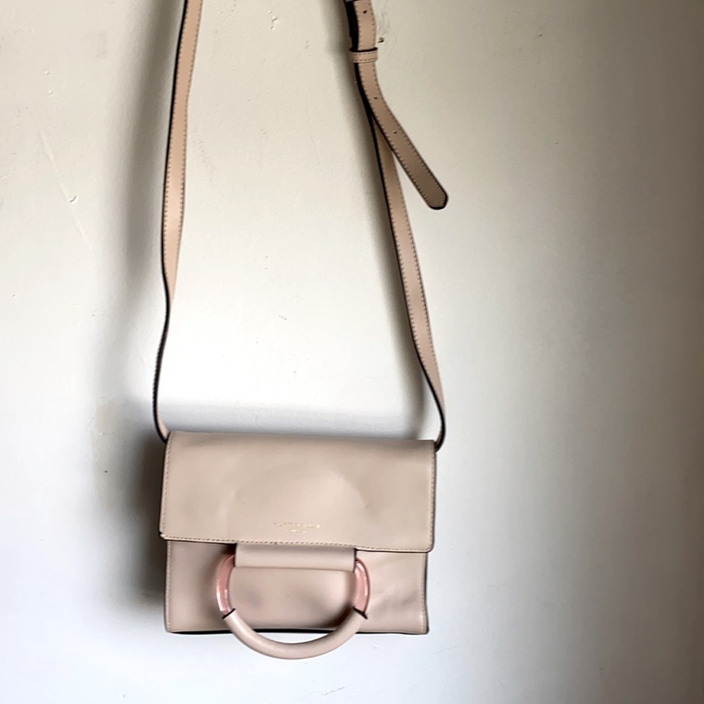 Kurt Geiger Beige Shoulder Bag with Pale Pink Ring Detail